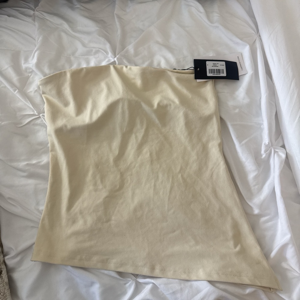Tiger Mist Cream Strapless Top